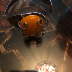 Stainless steel big orange stone fork bracelet unique bracelet